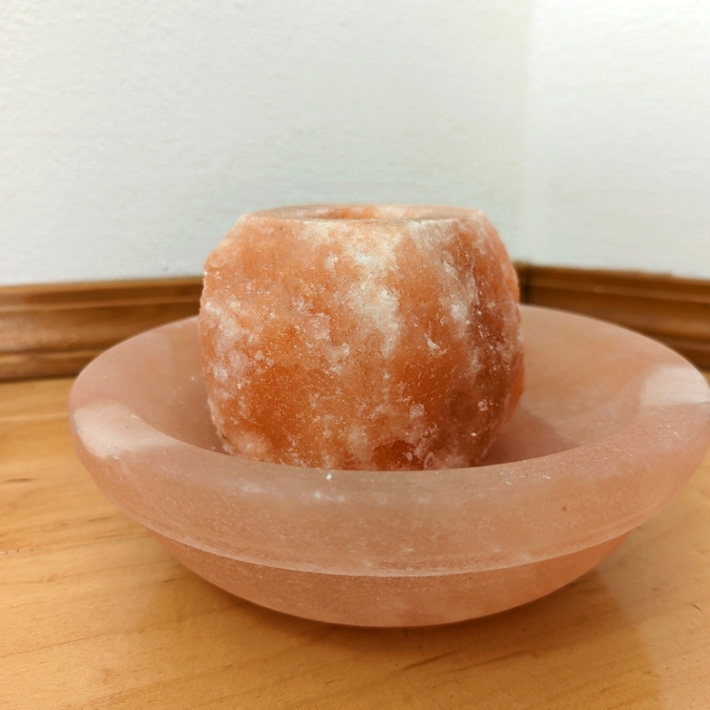 Himalayan salt bowl and candle holder